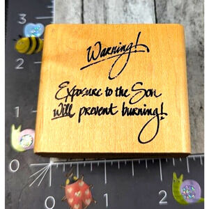 Eureka Warning Exposure To The Son Religious Jesus‎ Rubber Stamp Wood #A8